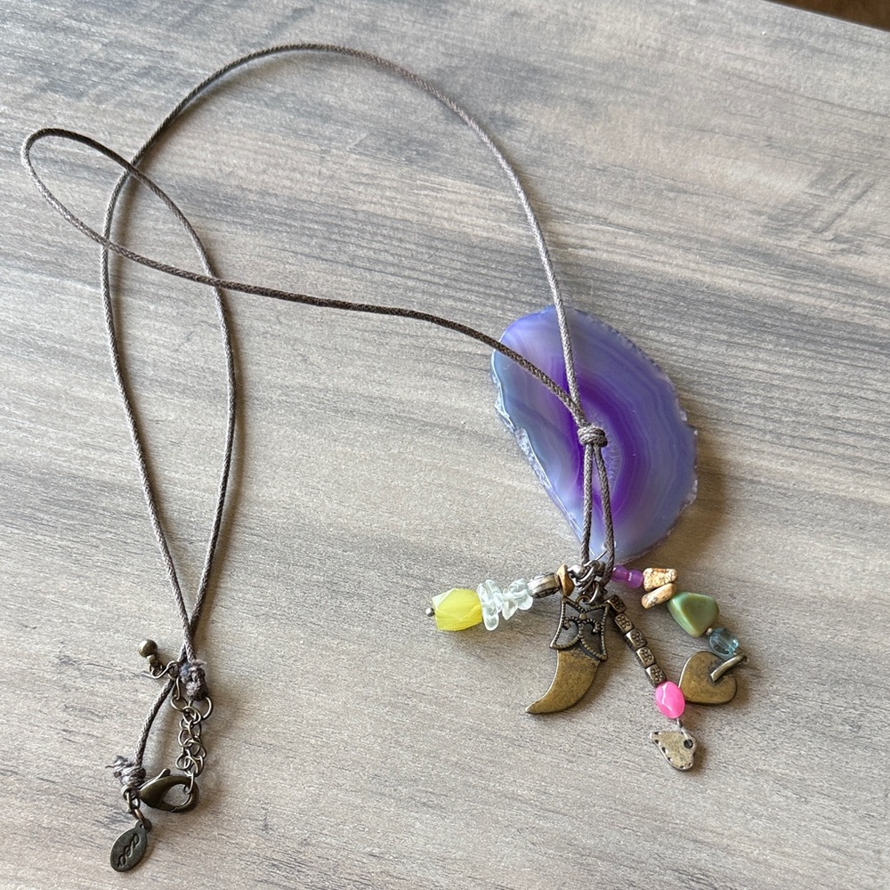 American Eagle Outfitters Purple Amethyst Slice Pendant Necklace